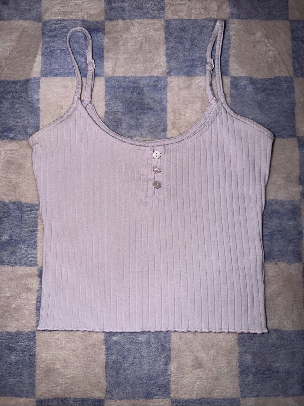 American eagle- Light Purple Ribbed Tank Top with Buttons - Women